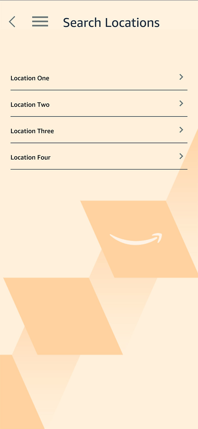 Amazon Hiring Mobile App Locations Page