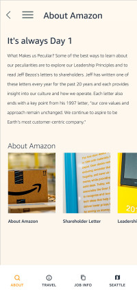 Amazon Hiring Mobile App Day 1 Page